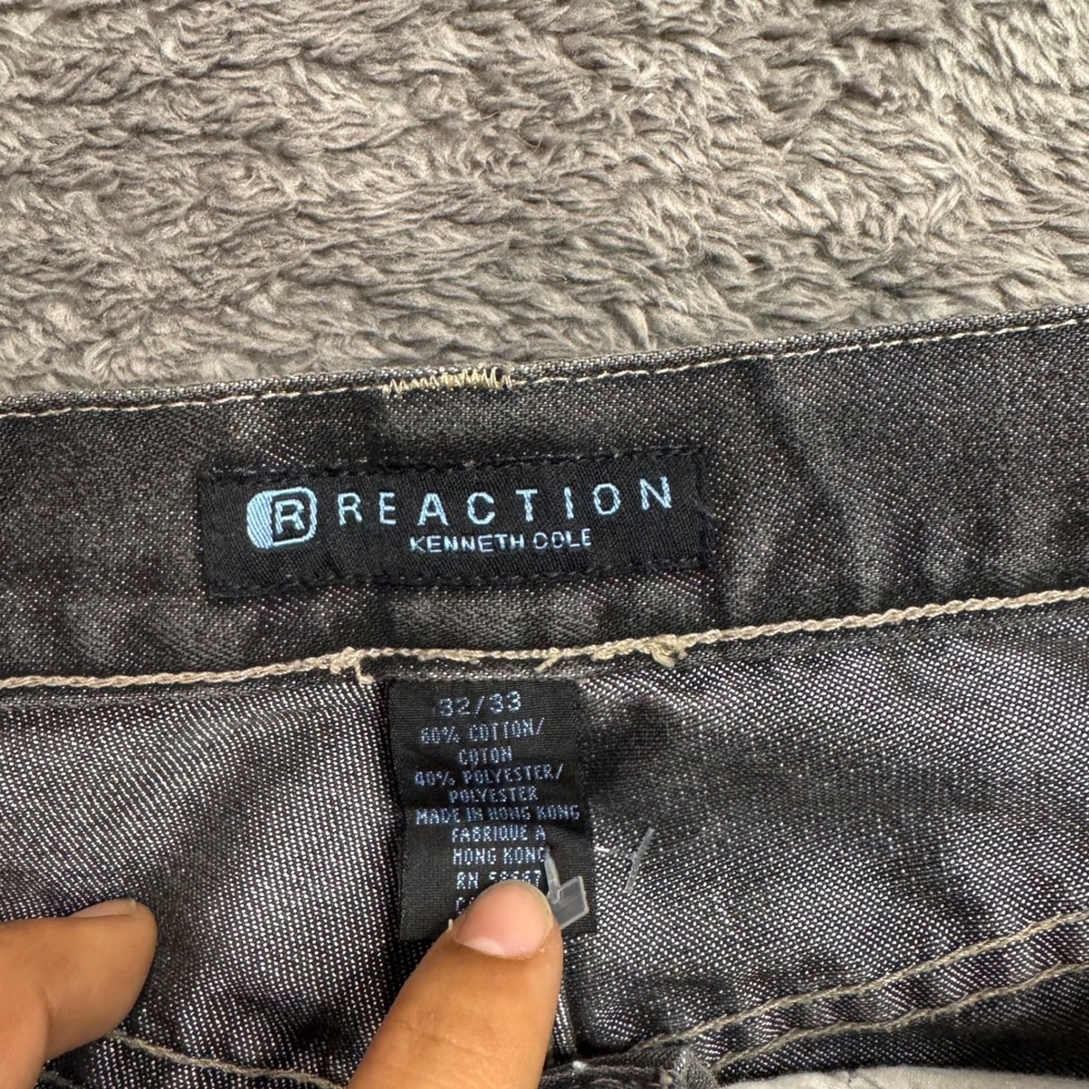 Kenneth Cole Reaction Mens Baggy Jeans 32x33 Faded Black Straight Leg Denim - Picture 4 of 7